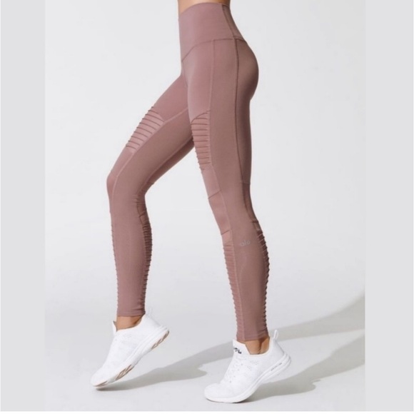 Alo Yoga High Waist Moto Leggings | Dusty Rose / Mauve | Size S - Picture 2 of 4